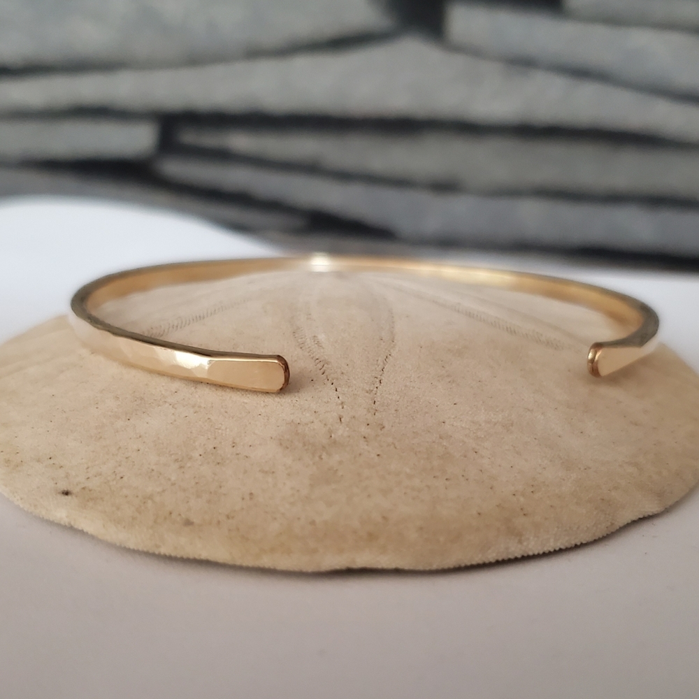 Heavy handmade hammered cuff bracelet bangle